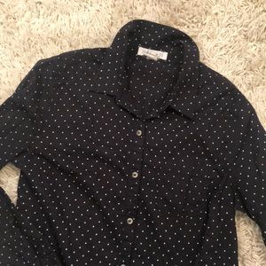 💫 Black and White Polka Dot Button Down
